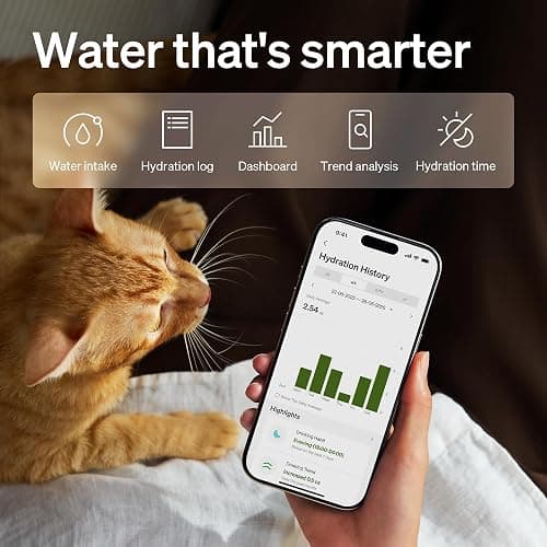 PETLIBRO Upgrade Cat Water Fountain, Dockstream 2 Smart App Monitoring Pet Water Fountain for Cats Indoor, 3L/101oz Cat Fountain Stainless Steel Tray for Drinking, 5G WiFi Auto Cat Water Dispenser Dog thumbnail 2