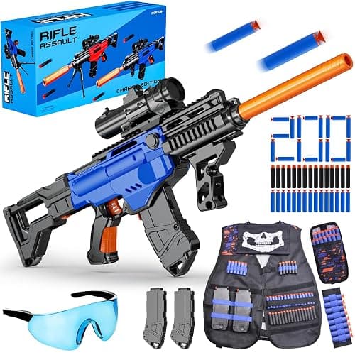 Toy Gun Automatic Sniper Rifle with Lanyard, Electric Realistic Toy Foam Blasters- 200 Darts, Tactical Vest Set, Scope and 2 Clips, Cool Toys for Kids Ages 8-12, Birthday Xmas Gifts for Boys thumbnail 7