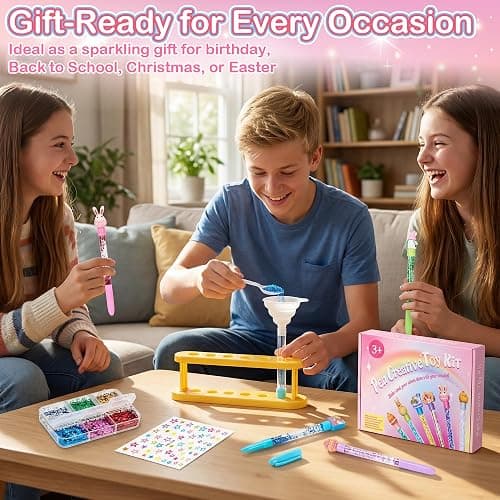 Rilcn Easter DIY Pen Making Kit for Girls, 50 PCS Easter Glitter Floaty Pens Craft Set, Makes 12 Sparkly Pens, Birthday Easter Gifts for Kids Tweens Ages 6 7 8 9 10 11 12 thumbnail 3