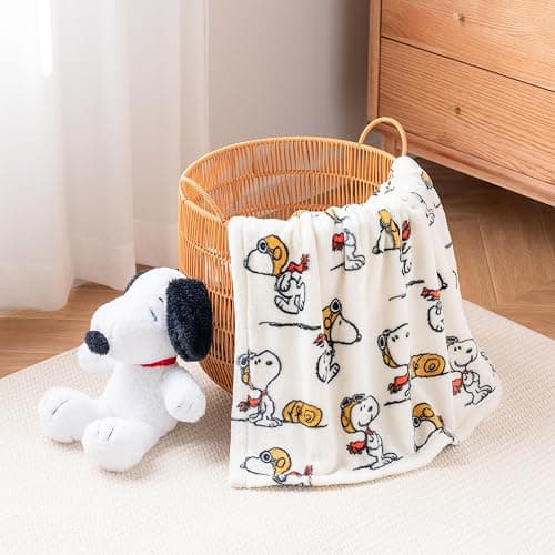 Berkshire Blanket Peanuts® VelvetLoft® Cute Character Snoopy Plush Throw Blanket,The Flying Ace,Throw 55 in x 70 in (Official Peanuts® Product) thumbnail 9