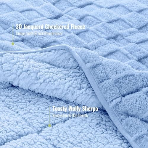 Uttermara Weighted Blankets for Adults Queen Size, 15lbs 60x80 inches | Warm Cozy Sherpa; Soft Plush Jacquard; Machine Washable; Filled with Glass Beads; Heavy Throw for Sleep and Calm; Blue thumbnail 3