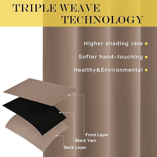 NICETOWN Blackout Blinds for Patio Door - Sliding Door Insulated Blackout Curtains, Extra Wide Curtain for Villa/Hall/Parlor (100 inches W x 84 inches L, Cappuccino) thumbnail 5