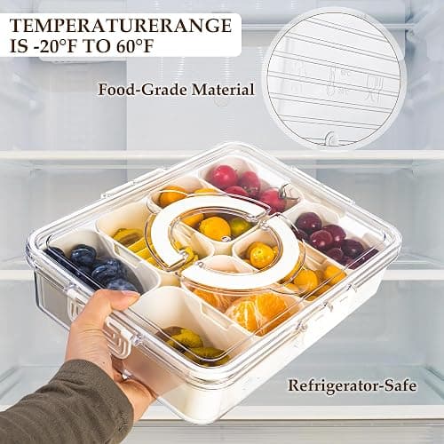 Cosnou Divided Serving Tray with Handle, 8 Compartments Snack Box for Candy, Nuts, Cookies, Fruit, Snacks Platters, Party Favor, Wedding, Home Decor(Pack of 2) thumbnail 4