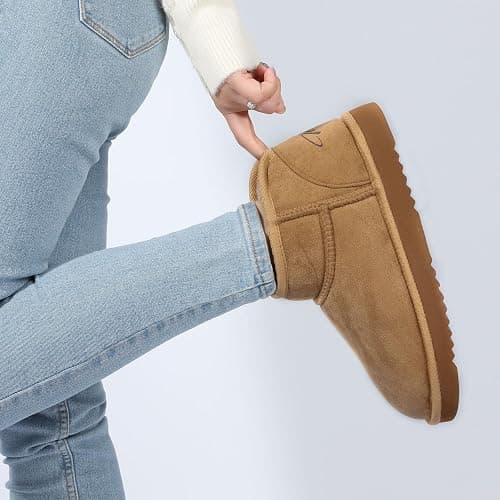 Wishcotton Women's Cozy Short Bootie Slippers House Shoes | Winter Warm, Hard Bottom, Fuzzy Lining, Indoor Outdoor thumbnail 2