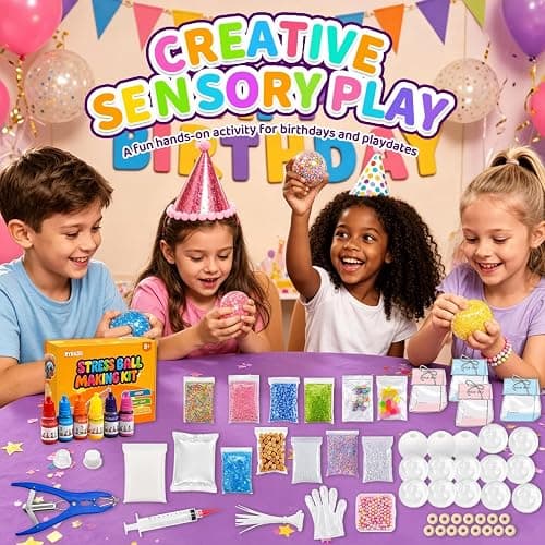 DIY Stress Ball Squishy Making Kit, Make Your Own Squishy Ball Craft Classroom Prize, 15 Empty Big Squishy Skins, 1.2 lb Fillers, 17.6 oz Slime, 3.5 oz Clay, Opening Plier, 6 Coloring, Gift-Ready thumbnail 2