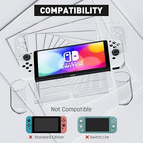 [Improved Version] Dockable Clear Case for Nintendo Switch OLED 2021, FANPL Protective Case Cover for Switch OLED and Joy Con Controller - Strong and Durable, Not Easy to Fall Off (Glitter) thumbnail 4
