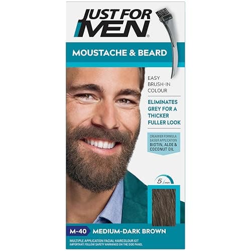 Just for men Moustache & Beard Medium-Dark Brown Dye, Eliminates Grey for a Thicker & Fuller Look � M40 - Image 1