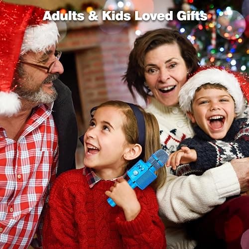 BONAOK Wireless Bluetooth Karaoke Microphone,3-in-1 Portable Handheld Karaoke Mic Speaker Machine Birthday Home Party for PC or All Smartphone (Q37 Blue) thumbnail 2