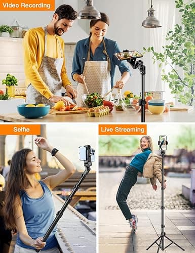 Phone Tripod, 86" Tall Tripod for iPhone with Flexible Gooseneck & Remote, Portable Aluminum Cellphone Stand for Selfies, Video Recording,Travel, Compatible with iPhone Android thumbnail 5