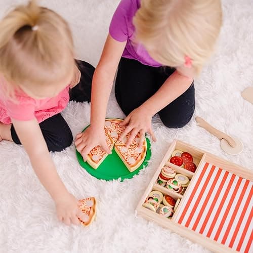 Melissa & Doug Pizza Party Wooden Play Food Set With 54 Toppings thumbnail 2