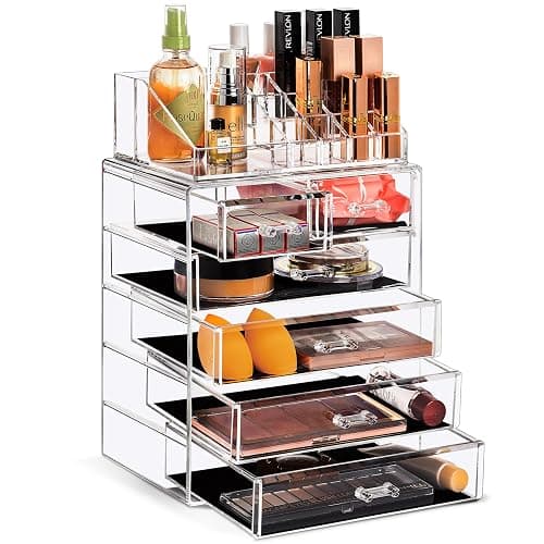Sorbus Acrylic Makeup Organizer Set, 6-Drawer Vanity & Countertop Cosmetic Storage with Small & Wide Compartments, Clear Makeup Storage for Brushes, Jewelry – Holiday Gift for Women & Teens - Image 1