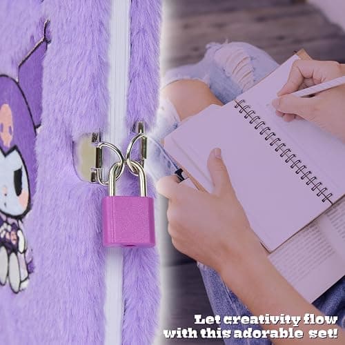 Hello Kitty Sanrio Diary with Lock and Key for Girls Teens Women Kuromi Notebook Journal Pen Gifts for Her (Purple) thumbnail 4