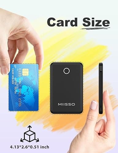 6000mah Ultra Slim Built in Cables Power Bank, Card Size Built in USB C Cords Battery Pack Portable Charger for Phones, 3 Output External Battery Pack Compatible with iPhone, Samsung, Deep Black thumbnail 2
