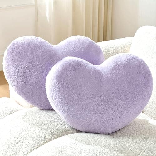 Nokrwit 2PCS Throw Pillows Heart Pillow Home Decor Decorative Couch Pillows Bed Pillows Outdoor Pillows Valentine Gifts,Purple 9"*13" - Image 1