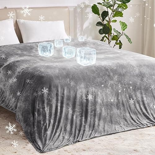 Guohaoi Cooling Throw Blanket for Hot Sleepers, Full Size 60''×90'' Lightweight Breathable Summer Bed Blanket for Couch, Arc-Chill Q-Max >0.5 Cool Fiber,Lightweight Tie Dye Blanket Grey - Grey Watercolor - 60"×90" - Image 1
