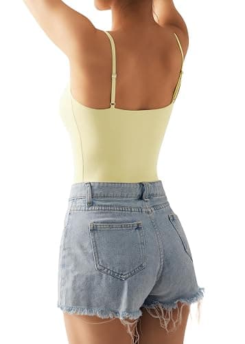 SUUKSESS Women Sexy Square Neck Thong Bodysuit Backless Cami Bodysuit Top thumbnail 4