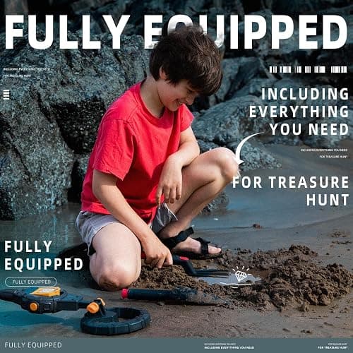 PANCKY Metal Detector for Kids, IP68 Waterproof 3-10 Year Kids Metal Detector Kit with LCD Display, Automatic Sensitivity Adjustment, 6.6" Search Coil, 1.65lb Lightweight, Gift for Boys & Girls, Black thumbnail 6