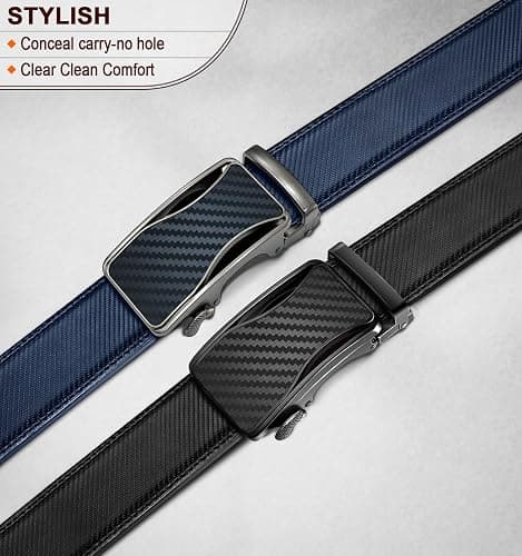 KEMISANT Mens Ratchet Belt 2 Units,Sliding Belt For Gift Mens Dress Casual 1 3/8",Size Adjustable thumbnail 2
