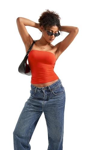 SUUKSESS Women Sexy Tube Top Summer Y2K Going Out Double Lined Basic Tank Top thumbnail 3
