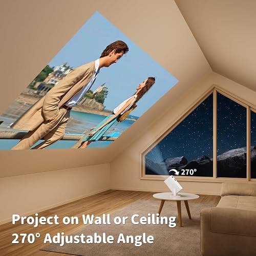 Mini Projector with 4K Support, Portable Projector with Electric Focus & Keystone, 270° Rotatable Stand, Short Throw Home & Outdoor Movie Projector Compatible with TV Stick, Phone & Laptop thumbnail 5