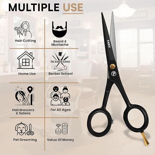 5” Professional Beard Mustache Scissors with 1 Beard Comb, 1 Mustache Comb and Travel Pouch - Perfect Beard Trimming Scissors for All Facial Hair Scissors - Grooming Scissors thumbnail 4