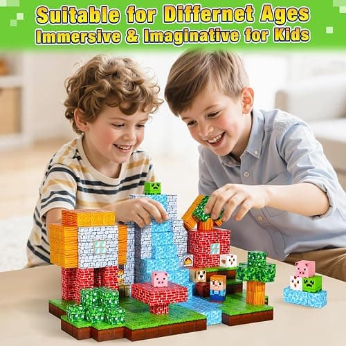COOLJOYA Construction Magnetique Enfant Cube Magnétique, Jeu Aimant Magnetic avec Jeux Aimants Magnetique, Jouet Éducatif Montessori pour Enfants 3 4 5 6 7 8 9 10 Ans Cadeau Créatif thumbnail 2