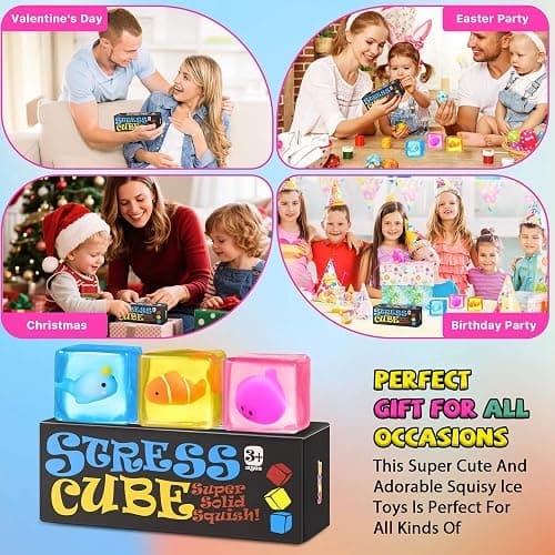 Stress Cube Fidget Toys Adults - Sensory Toys for Kids with Autism Stress Balls for Adults Squishy Toys for Anxiety Squeeze Fidgets for Teens Stress Relief Gifts Easter Basket Stuffers thumbnail 7