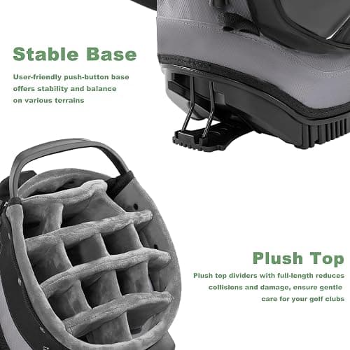 14-Way Golf Stand Bag,Premium Lightweight Golf Bag with Full-Length Dividers, Interchangeable PE-Padded Straps & Stabilizing Kickstand - Plush-Lined Top with Waterproof Cover thumbnail 2