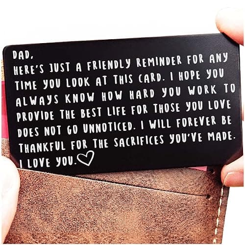 Red Dot Laser Engraving Wallet Card for Dad – Father's Day from Son or Daughter for the Best Dad Ever - Voted Most Meaningful and Unique Gift for Fathers - Gift Ready, Engraved - Image 1