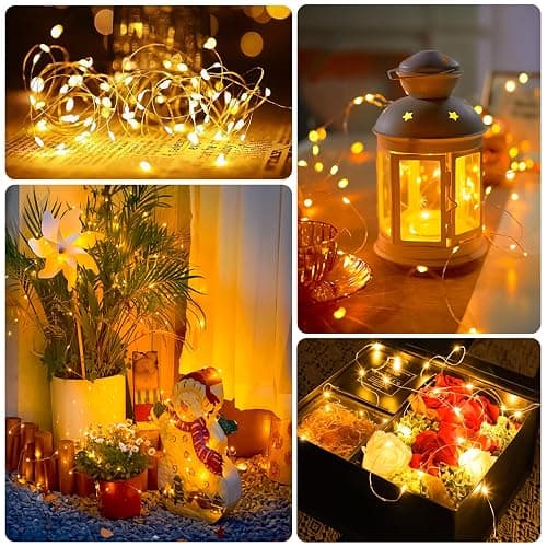 SINAMER 6 Pack Fairy Lights Battery Operated String Lights, 7ft 20 Led Mini Lights, Waterproof Silver Wire Starry for Mason Jars DIY Wedding Party Bedroom Christmas (Warm White) thumbnail 3