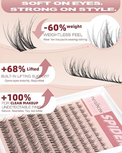 Spider Lash Clusters Wispy Fluffy Eyelash Clusters Natural Cluster Eyelash Extensions Breeze Individual Lashes Clusters Clear Band Cluster Lashes Pestañas Postizas Naturales by TNFVLONEINS thumbnail 4
