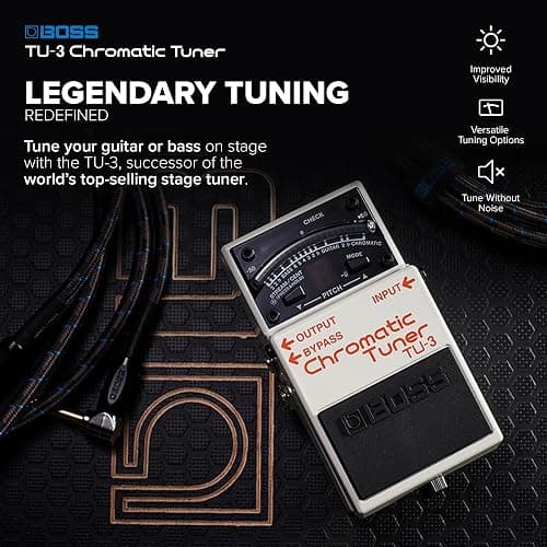 BOSS TU-3 Chromatic Floor Tuner for Guitar and Bass | Industry-Standard Performance | Tank-Tough BOSS Stompbox Body | 21-Segment LED Meter | Accurate to +/- One Cent | Accu-Pitch Sign Function thumbnail 2