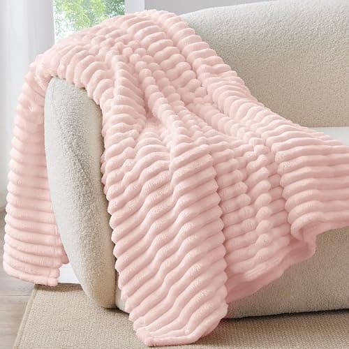 BEDELITE Pink Fleece Throw XL Blanket, Fluffy Blanket for Couch, 50x70 | Soft Warm Plush Cozy Blanket, Fuzzy Blanket for Sofa Bed Bedroom Living Room Decor, Couverture, Gifts for Women Men Friends thumbnail 2
