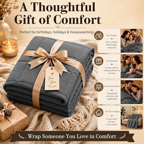 L'AGRATY Weighted Blanket for Adults 15lbs, 48"x72", Dark Grey Twin Full Size Heavy Throw Blanket, Cooling, Breathable, Microfiber with Glass Beads, Big, Washable, All-Season thumbnail 9