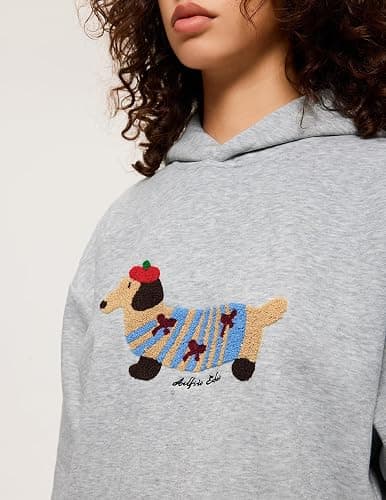 Aelfric Eden Cartoon Dog Hoodie Couple Hooded Sweatshirt Long Sleeve Pullover Oversized Hoodies 2026 Outfits thumbnail 3
