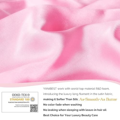 YANIBEST Long Bonnet Satin Bonnet for Sleeping Braid Bonnet with Tie Band Silk Sleep Bonnet for Women Locs Pink thumbnail 4