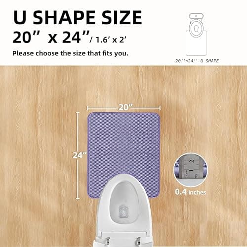 TYUU Toilet Rug, Thin Toilet Rugs U Shaped Washable Non Slip Absorbent Quick Dry Low Pile Toilet Mat, Lavender 20"x24" U Shape thumbnail 2