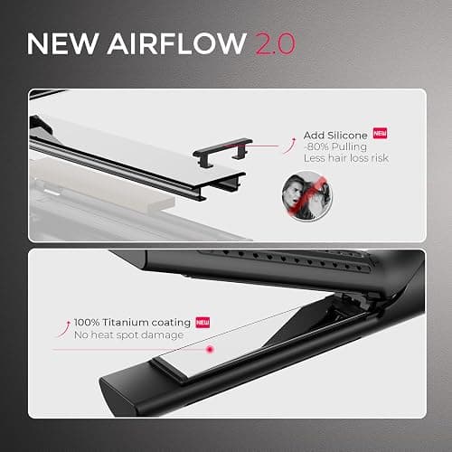 TYMO Airflow 2.0 Curling Iron Flat Iron - Hair Straightener and Curler 2 in 1, 1.25 Inch Curling Wand for Long Short Hair, Dual Voltage for Travel, 54 Million Ionic, Anti-Tangle, 5 Temps, Black thumbnail 5