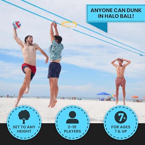 HALO BALL Portable Basketball Hoop with Adjustable Height - Play Floating Outdoor Yard Game at Beach, Lawn, Backyard, Pool, Grass - New Sport for Boys, Girls, Family thumbnail 4