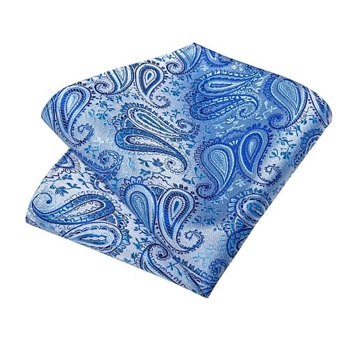 DiBanGu Silk Floral Ties for Men Woven Paisley Necktie and Tie Clip Handkerchief Cufflinks Set for Party Wedding thumbnail 7