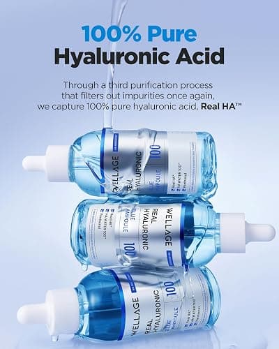 WELLAGE Real Hyaluronic Blue Ampoule 100, Korean Serum, Fragrance Free Hyaluronic Acid Ampoule with Panthenol, Wild yam, Centella for Sensitive Dry Skin Moisturizer 2.54 fl.oz thumbnail 7