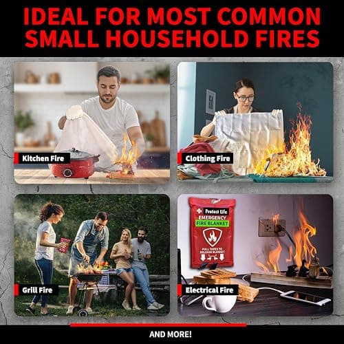 Protect Life Saving Emergency Fire Blankets 1 Pack - 40"x40", Fiberglass Fire Blanket for Home & Kitchen - Fire Suppression or Retardant Tarp - Fire Safety Kit for Car or Camping thumbnail 6