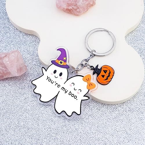 Uerifr Halloween Gifts For Women Spooky Halloween Keychain Ideas Boo Basket Stuffers For Women Acrylic Ghost Keychain Gifts For Girlfriend Birthday Wedding Anniversary Valentines Day Stuff For Wife thumbnail 2