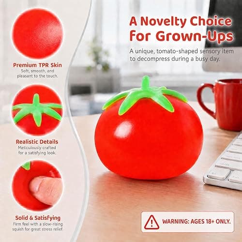 1Pcs Taba Tomato Squishy Ball for Adults, Tomato Squeeze Ball | Soft Tomato Squishy, Slow Rebound TPR Squeeze Ball, Pocket Sized Desktop Decor for Office & Travel thumbnail 7
