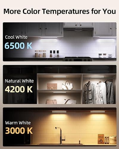 EZVALO 6-Pack Under Cabinet Lighting with Charging Station, 2000mAh Rechargeable Wireless Motion Sensor Lights, 3 Color Temps, Dimmable, Timer, Magnetic, with Remote Control for Kitchen, Closet, Stair thumbnail 6