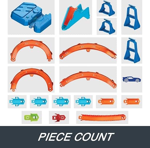 Hot Wheels Toy Car Track Set, Deluxe Building Box with Motorized Booster, 1:64 Scale Vehicle, Speed Snap Track, Boosted Jump Speedway thumbnail 6