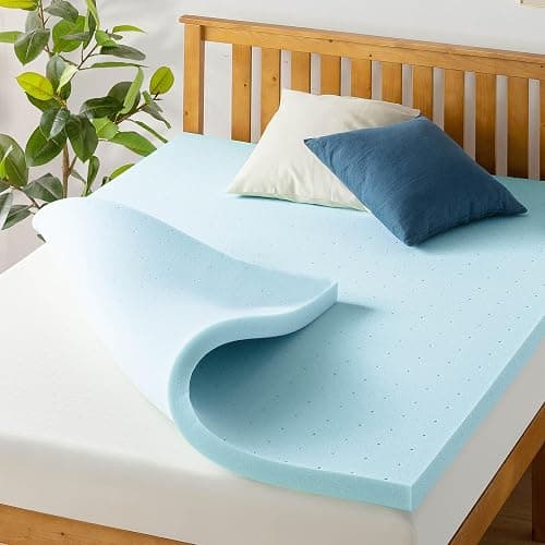 Best Price Mattress 2-inch Ventilated Gel Memory Foam Topper - Twin, Blue - Image 1