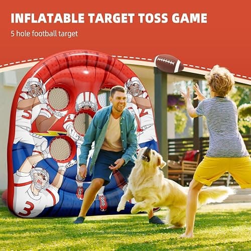 Funast 6FT Giant Inflatable Football Target Toss Game - Fun Kids Indoor Outdoor Party Throwing Football Games, Carnival Games for Backyard & Tailgate thumbnail 2