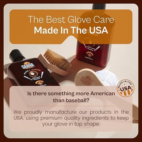 Sarna Glove Conditioner Kit – Includes Cleaner, Soft & Hard Brushes, Microfiber Cloth – Non-Darkening Leather Conditioner for Baseball Gloves, Mitts & Softball Gear – Pro-Grade Care for Longevity thumbnail 7