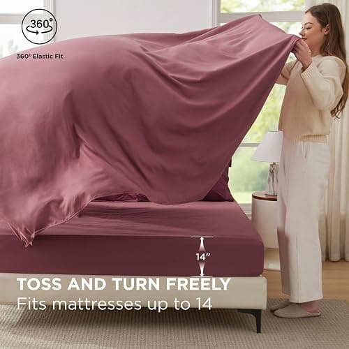 Bedsure Full Size Comforter Set - 7 Pieces Burgundy Full Bedding Set for All Seasons, Boho Contrasting Design Bed in a Bag with Comforter, Sheets, Pillowcases & Shams thumbnail 6